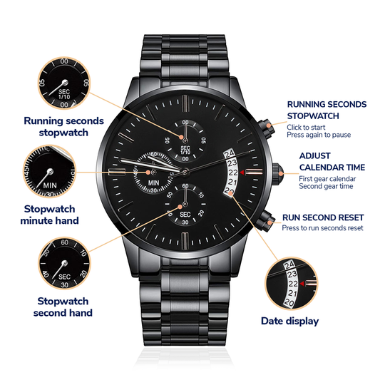 Feliz Dia Papa - Black Chronograph Watch