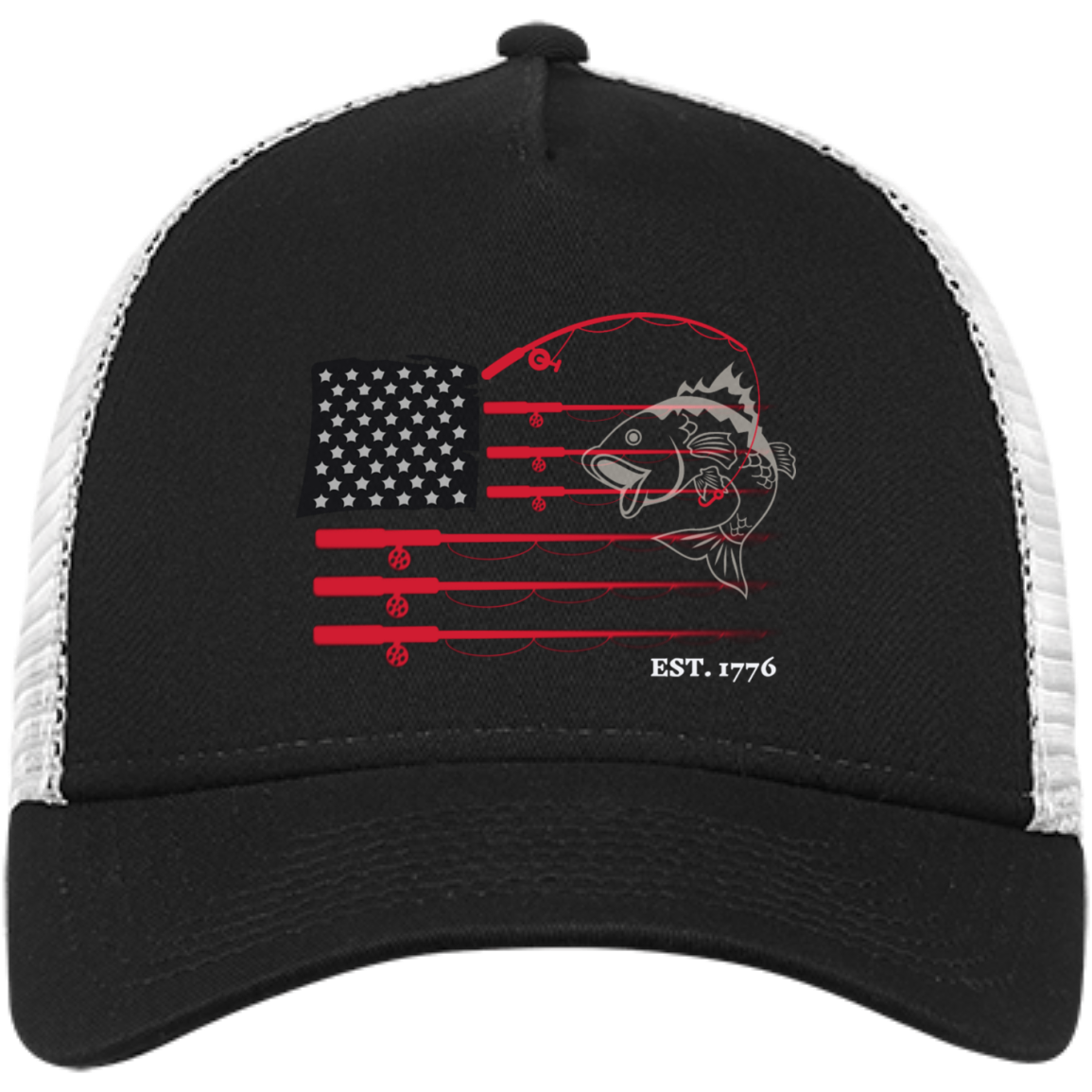 American Flag Fishing Bass Trucker Cap