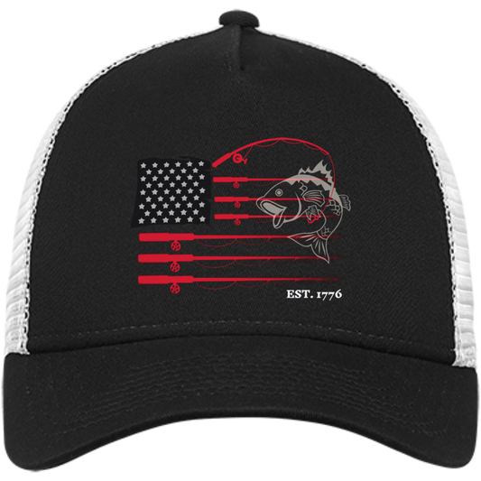 American Flag Fishing Bass Trucker Cap