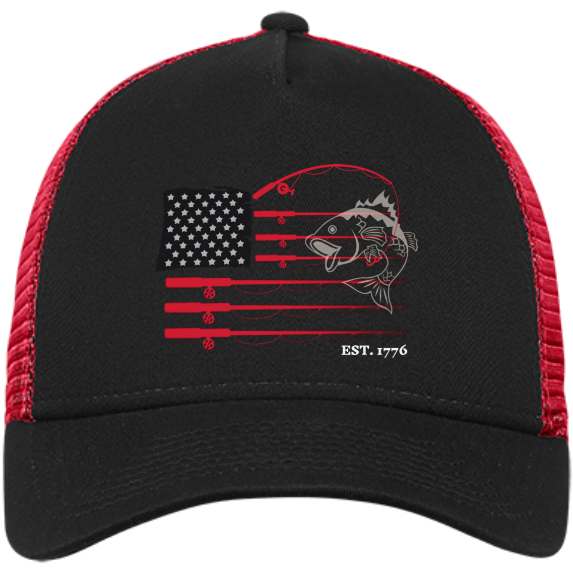 American Flag Fishing Bass Trucker Cap