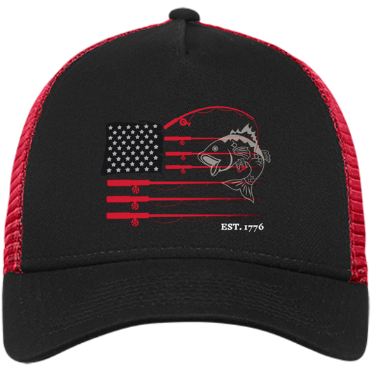 American Flag Fishing Bass Trucker Cap