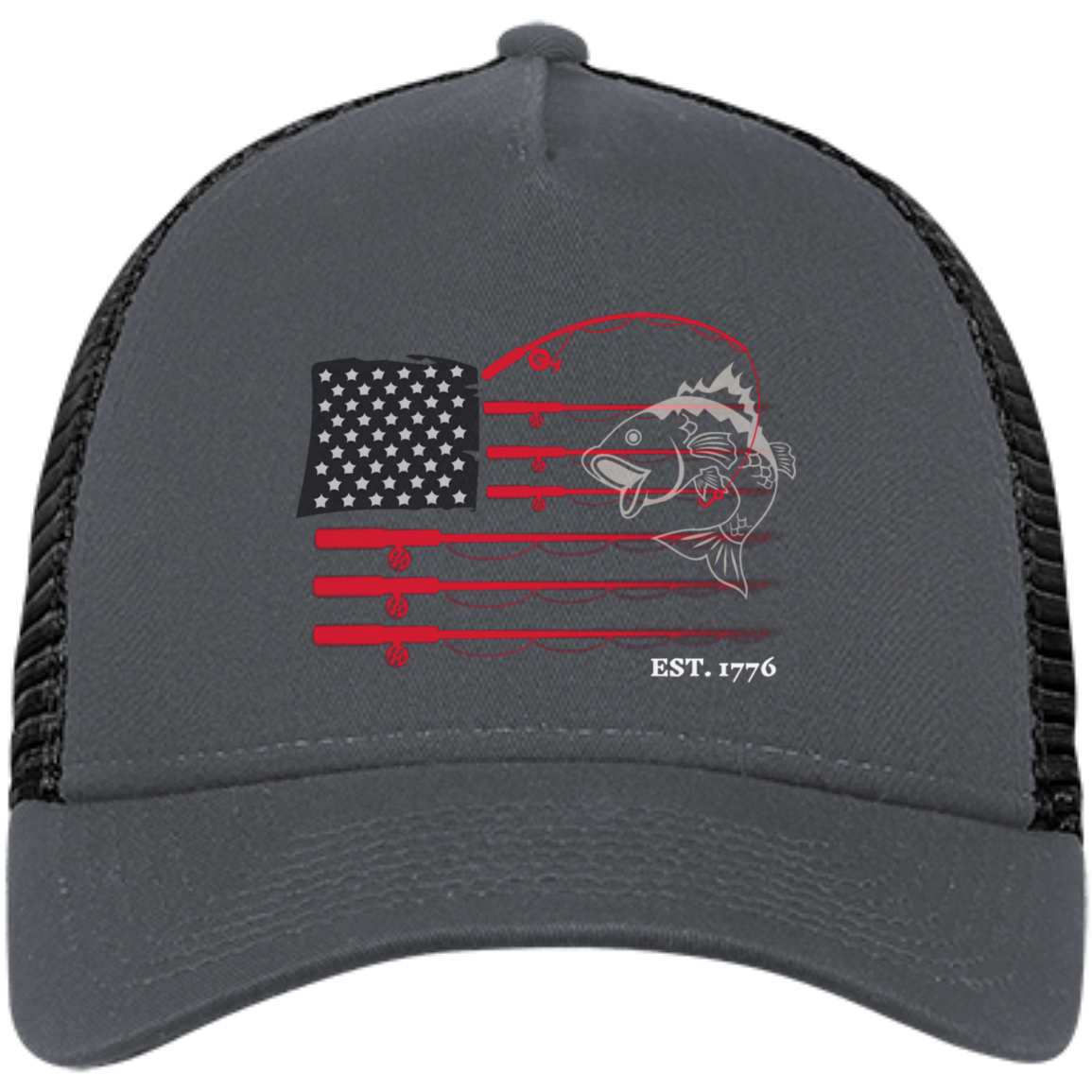 American Flag Fishing Bass Trucker Cap